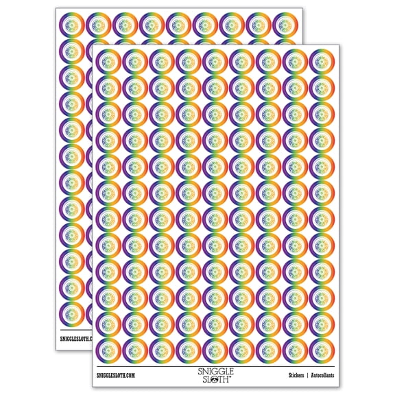 Detailed Realistic Tire Wheel Car Vehicle 200+ Round Stickers - Rainbow - Matte Finish - 0.50" Size