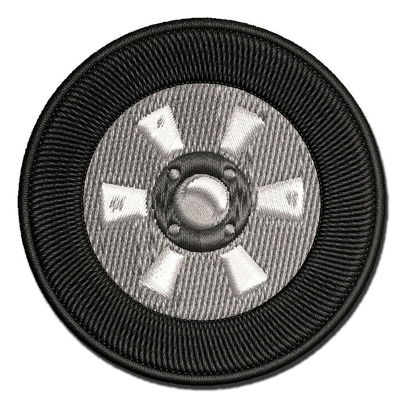 Detailed Realistic Tire Wheel Car Vehicle Applique Multi-Color Embroidered Iron-On Patch - 3 Inch Medium