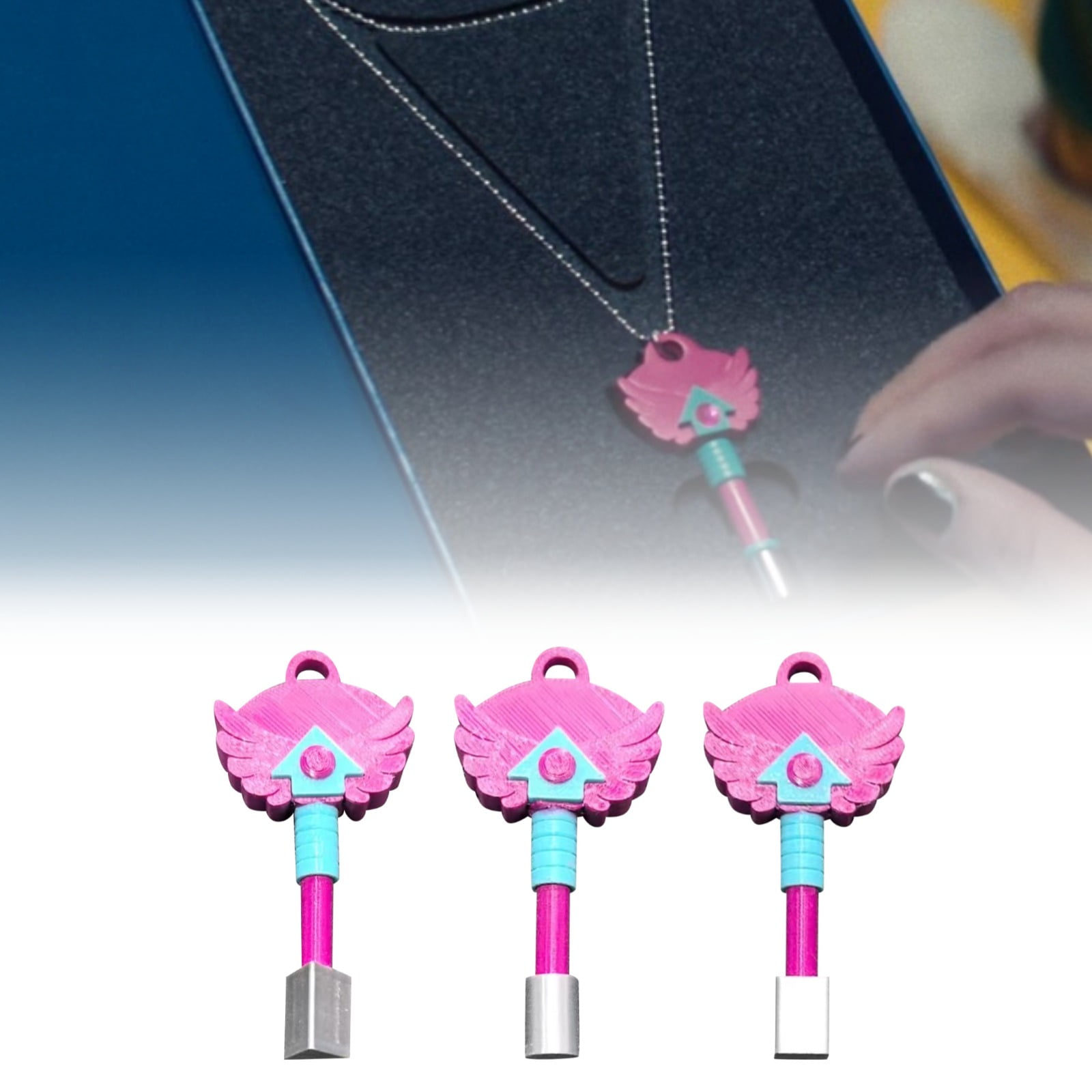 Detailed Squid Game 3 Key Replica Necklace 3D Printed Collectible Detailed Squid Game 3 Key Replica Necklace 3D Printed Collectible