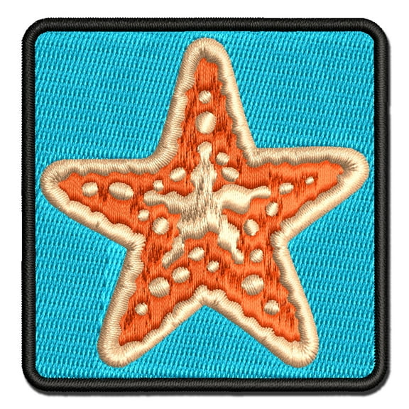 Detailed Starfish Ocean Beach Applique Multi-Color Embroidered Iron-On Patch - 3.5 Inch Large