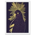 thumbnail image 1 of Detailed Stylish Dark Deep Purple Yellow Gold Parrot Tropical Plant Illustration Artwork Framed Wall Art Print A4, 1 of 4