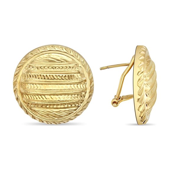 Detailed Vertical Quilted Large Round Earrings