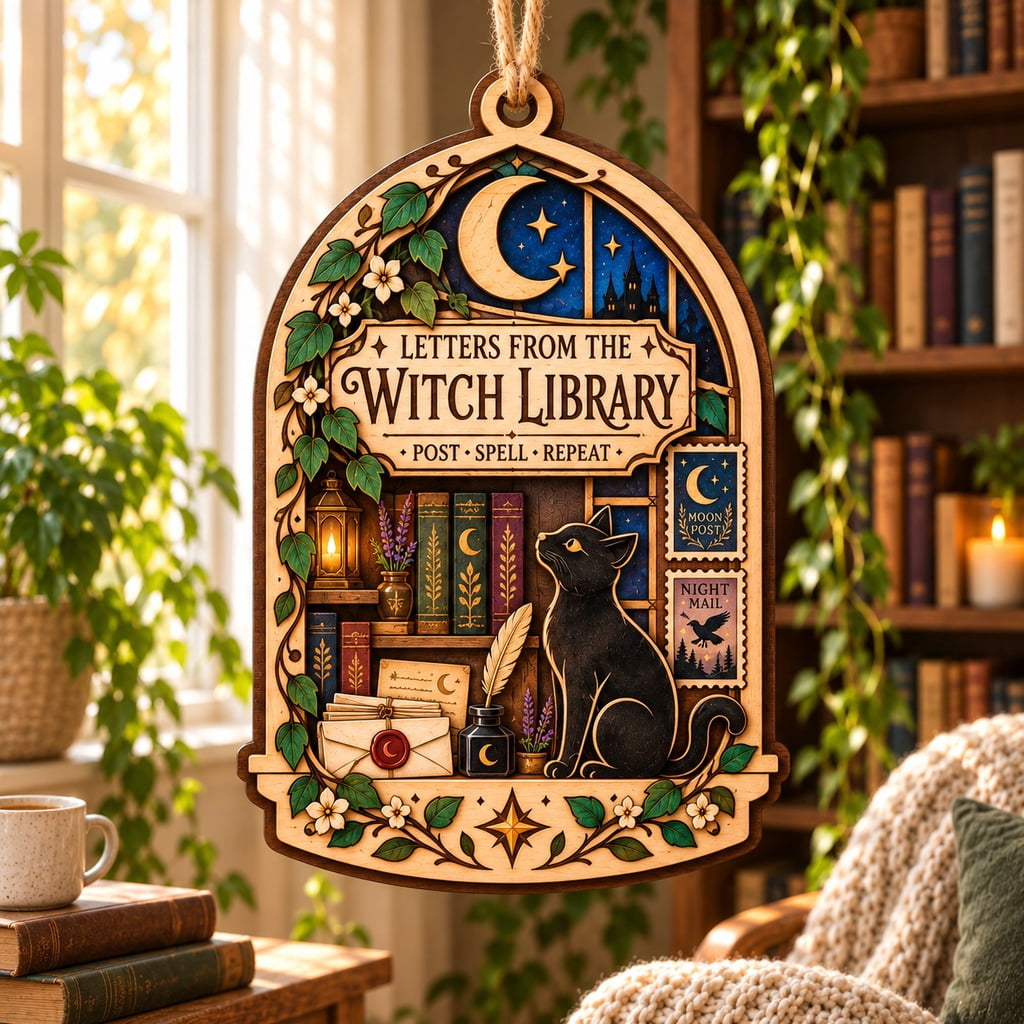 Detailed Witch Library Wooden Ornament for Book Lovers - Walmart.com