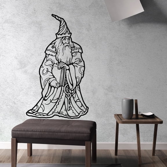 Detailed Wizard with Spell Book Decal - 36 Inches