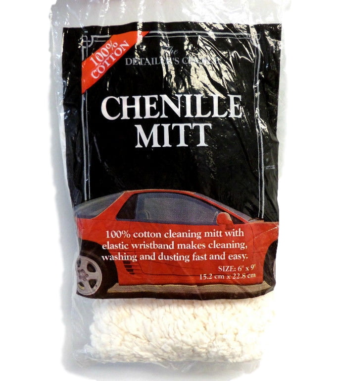 Detailer's Choice 2-301 Chenille Mitt 100 Cotton Cleaning Mitt Elastic 2301