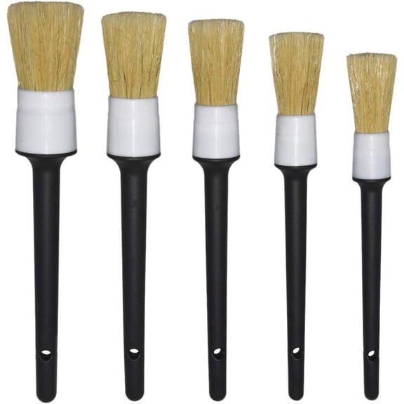 Detailing Brush (5),Hair Brush Mixed Fiber Plastic Handle Automotive Brushes for Cleaning Wheels, Engine, Interior, Emblems