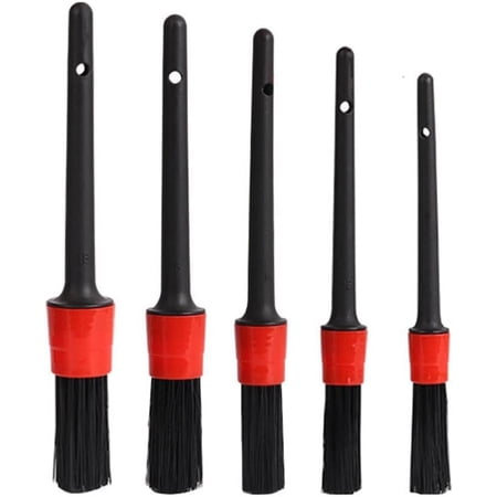 Detailing Brush Set,5 Pcs Automotive Detail Brushes,Car Wheels Exterior Interior Detail Cleaning Brushes Kit for Car Air Vents Dashboard Emblems Engine