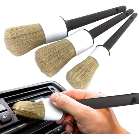 Detailing Brush Set, Multi-Purpose Boars Bristles Car Detail Brushes - Auto Car Detailing Brush for Exterior and Interior Detailing, Cleaning Soft Brush for Automotive Niayou