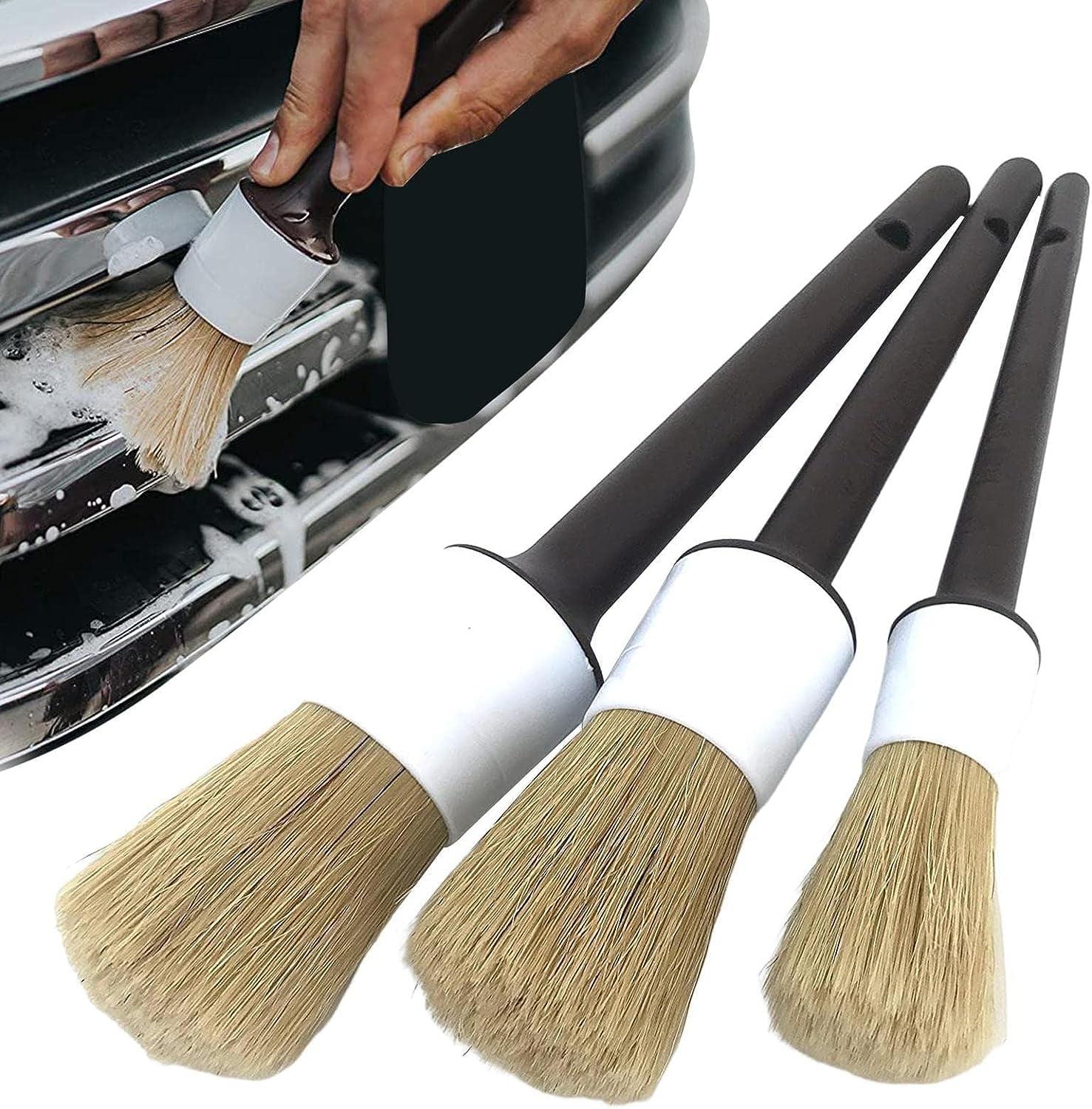 Detail Brushes Car Detailing MultiPurpose Boars Bristles Auto Interior Cleaning Brush Ultra