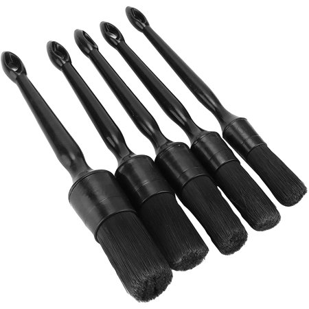 Detailing Brushes Set, Compact Car Cleaning Brush Kit Black Pure Mane Microfiber Sturdy for Air Conditioner Port for Wheel for Dashboard for Foot Pad for