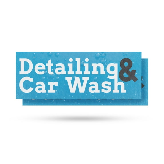 Detailing and Car Wash Vinyl Decal 2 Pack of 24 Inch x 9 Inch Weatherproof Heavy-Duty Adhesive Backing | Vehicle Cleaning Services, Polishing, Affordable Rates | Made in USA