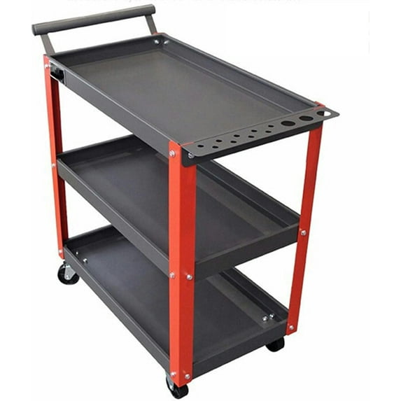 Detailing Cart 3 Tier Rolling Tool Cart Mobile Work Table, Heavy-Duty Utility Cart Service Cart with Wheels, Mechanic Tool Cart Tool Organizer Storage Rack, for Garage/Warehouse/Repair Shop/Workshop