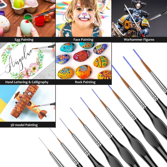 Detailing Paint Brush, Miniature Paint Brushes with Triangular Handles, Art Paint Brushes for Acrylic Painting, Model, Face, Figurine, Watercolor, Oil, Paint by Numbers Kit for Adults, 10 Pcs