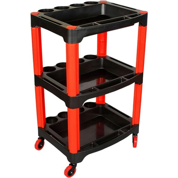 Detailing Table Utility Service Cart 3-Tiered Shelves Detailing Cart, Heavy Duty Rolling Detailing Tool Cart Organizer, Multipurpose Storage Trolley Mobile Workstation, for Office/Warehouse/Home/Repair Shop
