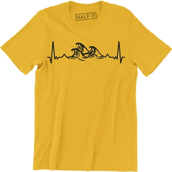 Details About Ocean Heartbeat Beach Lover Ocean Surfer Waves Graphic Men's T-Shirt