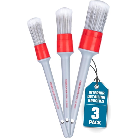 All in the Details Interior Detailing Brush Set - 3-Piece Soft & Durable Car Detailing Brushes for Vents, Consoles, Buttons, Trim & Hard-to-Reach Areas in Cars, Trucks, SUVs & RVs