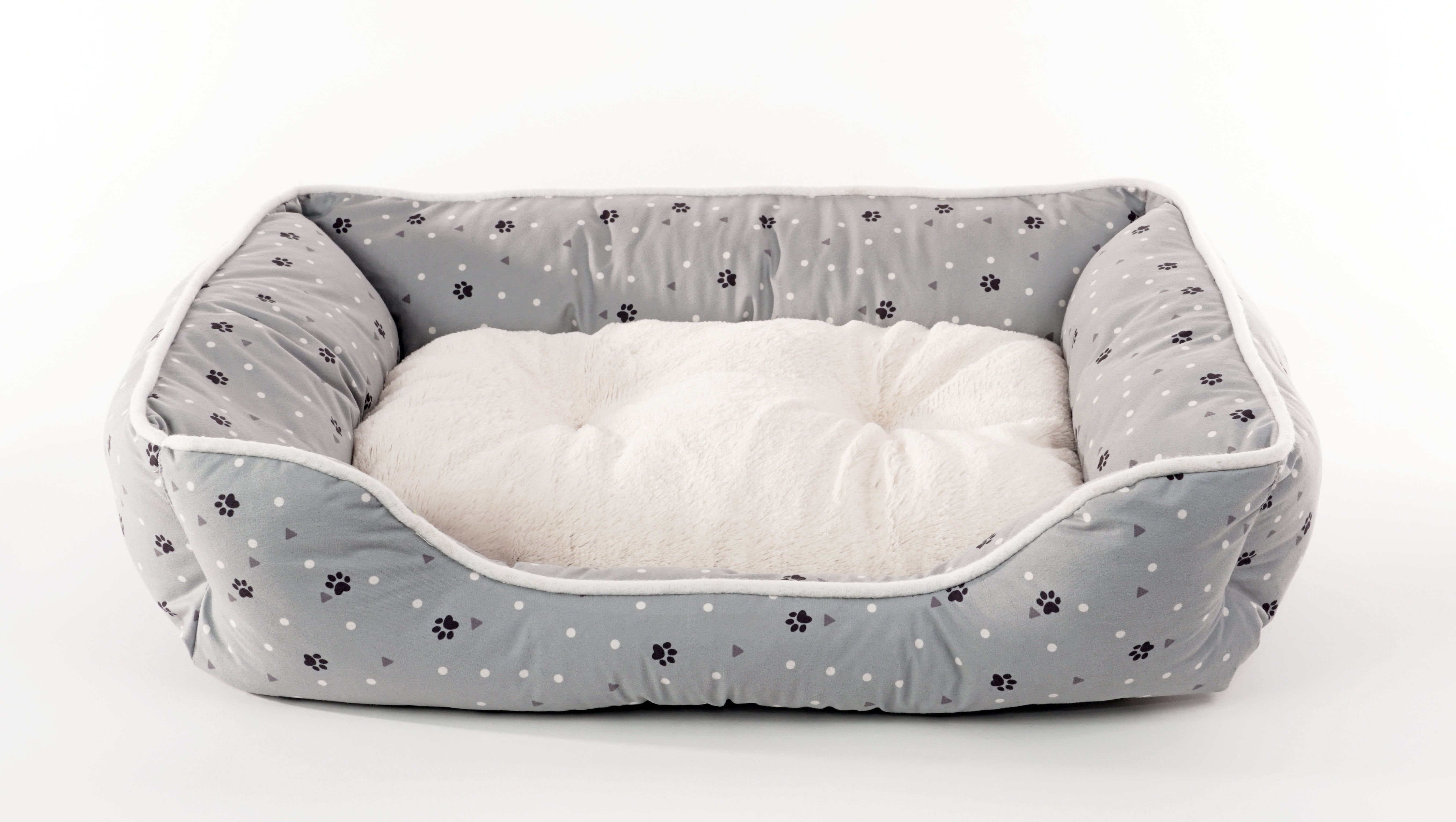 Small Gray Microsuede Cuddler with Plush Center Bolster