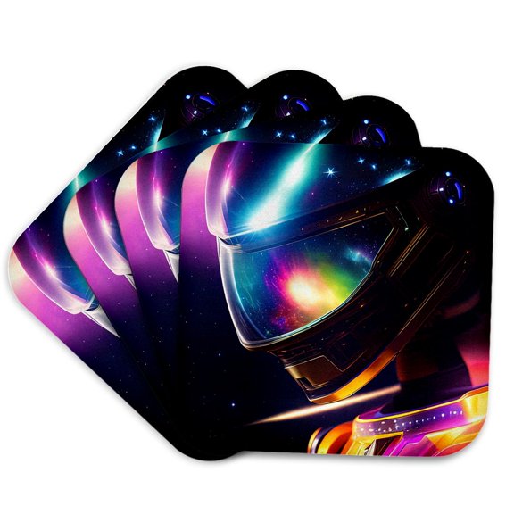 3drose, Details of a Colorful Fantasy Robot in Deep Space. Digital Art Gift, Set of 4 Coasters - Soft