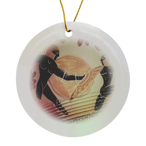 3drose, Details of Painted Models of Ancient Greek Amphora, Circle Porcelain Ornament