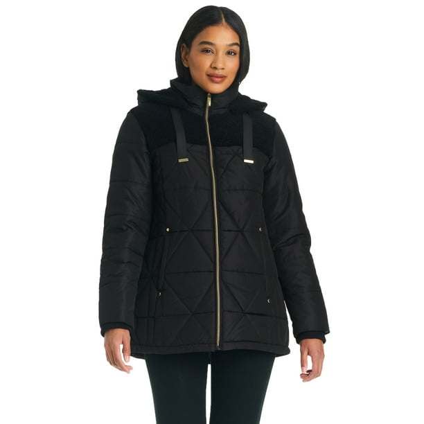 Details Women s Diamond Quilted Puffer with Mixed Media Outershell Walmart Business Supplies