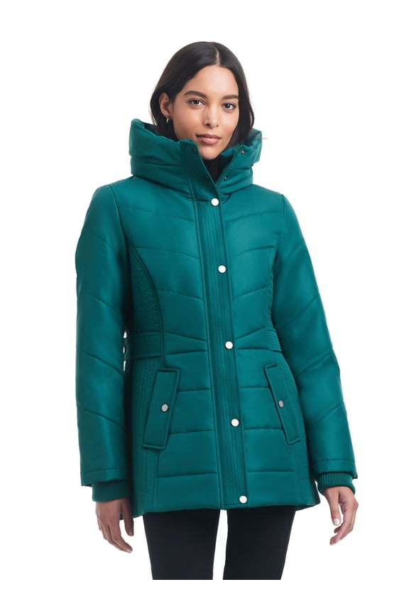 Women's Roll-Out Hooded Outerwear Long Sleeve Puffer Coat