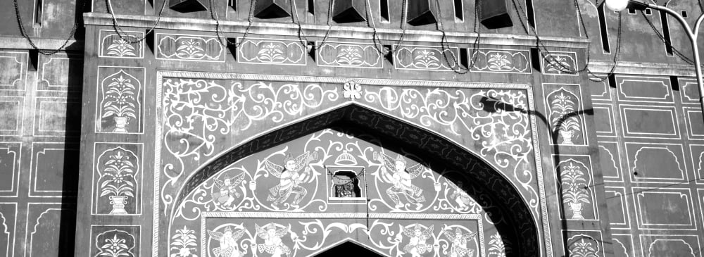Details of a gate ChandPole Gate Jaipur Rajasthan India Canvas Art - Panoramic Images (7 x 18)