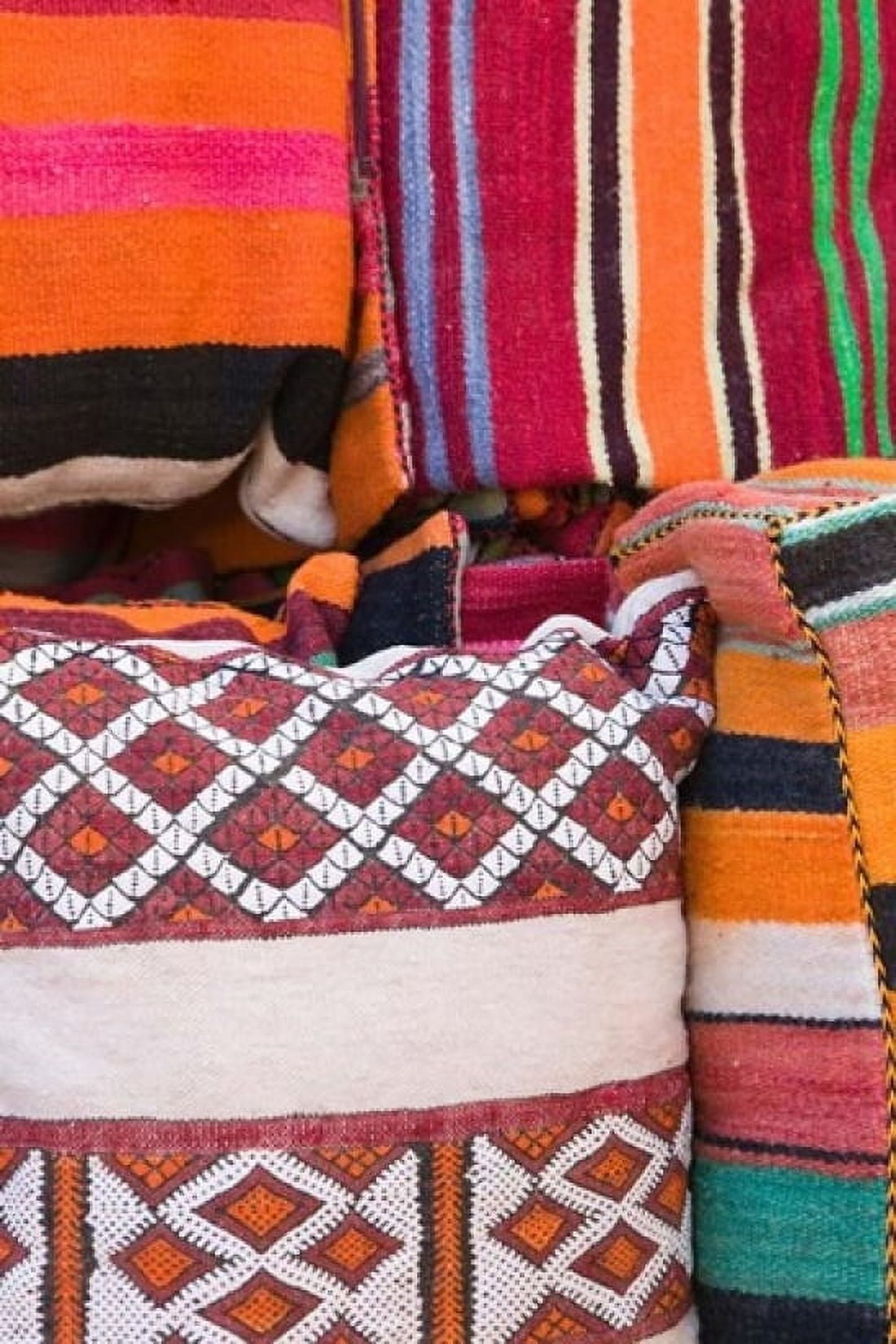 Details of the Carpet Souk The Souqs of Marrakech Marrakech Morocco Canvas Art - Walter Bibikow DanitaDelimont (11 x 17)