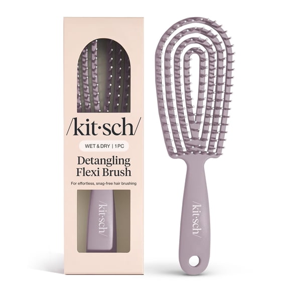 Detangler Brush Flexible Curly Hair for Women, Men & Kids | Detangling Hairbrush with Bendable Frame and Ultra-Smooth Bristles Wet or Dry Strands - Soft Violet