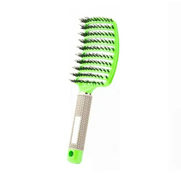 Detangler Curved Vented Hair Brush for Women/Kids/Men, Green
