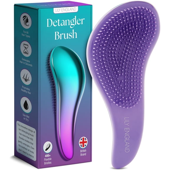Detangler Hair Brush for Curly, Thick, Straight & Natural Hair - Gentle Detangling Brush for Women, Kids & Toddlers with Flexible Bristles - Smooth Hairbrush for Wet & Dry Hair, Ombre