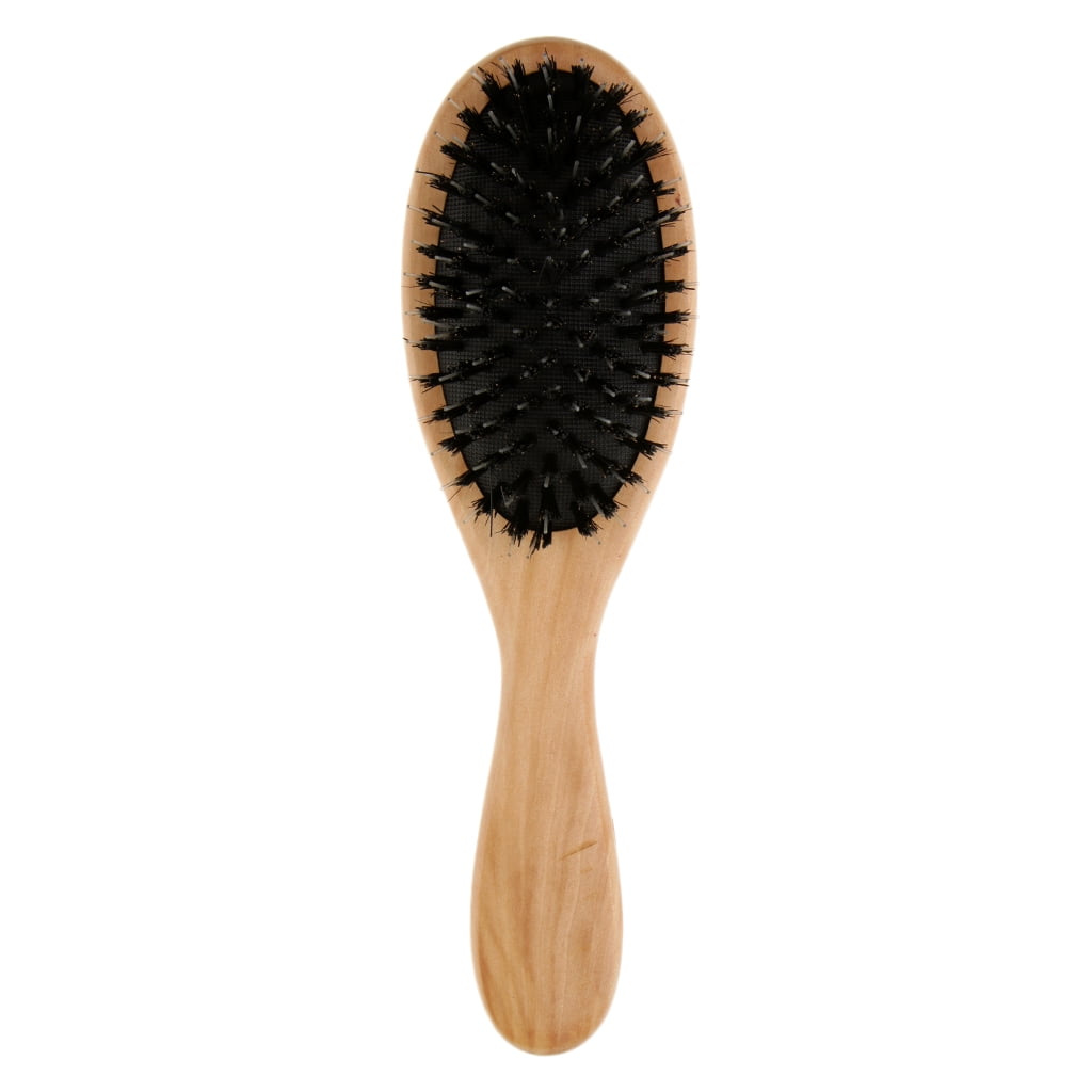 Detangler Hair Brush, Paddle Hairbrush Wood Handle, Thick and Wavy Hair