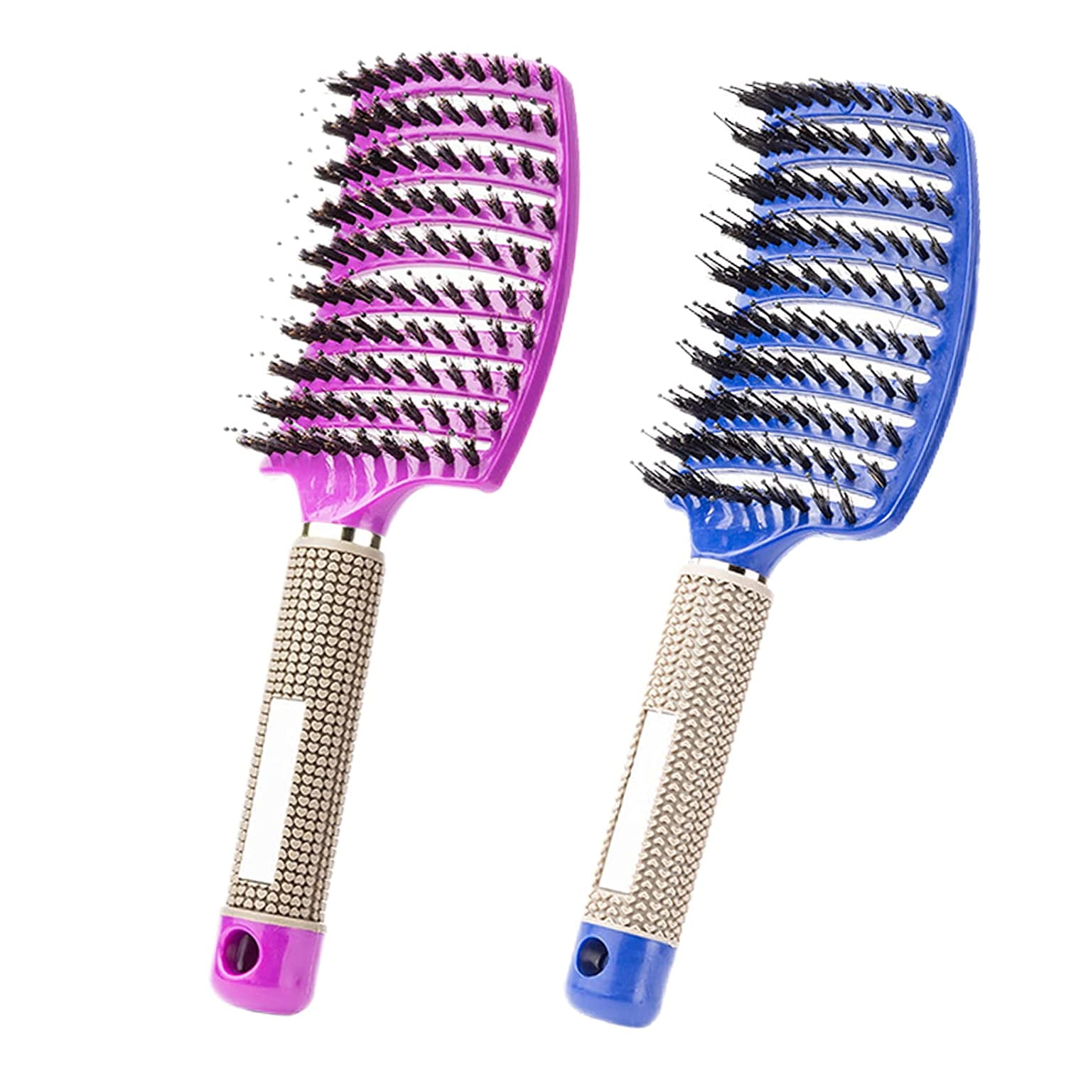 Detangling Brush 2 Pack,Boar Bristles Hair Brush without Pain Adds Shine and Makes Hair Smooth,Fast Drying Styling Massage Hairbru