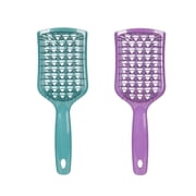 Detangling Brush 2PCS Hairbrush Hollow Removes Tangles for Dry/Wet Hair for Women/Men Green+Purple
