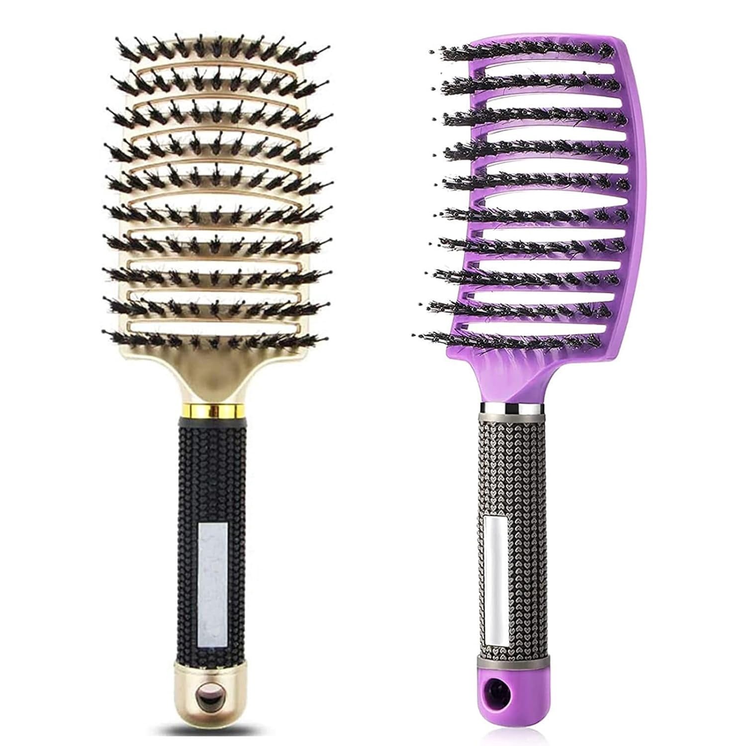 Detangling Brush, Curved and Vented for Wet or Dry Detangling Hair Brush for Men, Women & Kids‘ Long, Thick, Thin, Curly & Tangled Hair (Gold+Purple)