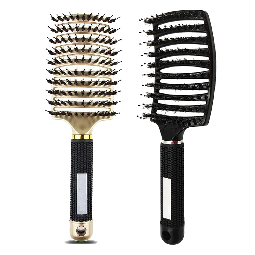 Detangling Brush, For Wet Or Dry Detangling Hair Brush For Men, Women And Kids, Fast Drying Styling Massage Hairbrush (Black+Gold)
