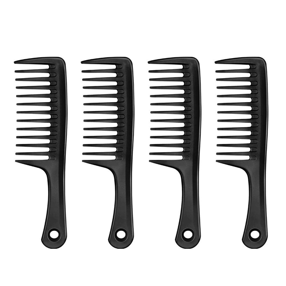 Detangling Comb Pack of 4 Coarse Tooth Combs with Round Handle, Anti