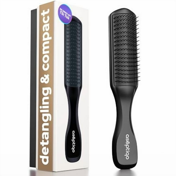 Detangling Hair Brush, Compact & Easy to Clean Multi Purpose Detangling HairBrush for Women, Men - Ideal for All Hair Types, Wet or Dry, Heat Resistant Hair Brush, Cepillo de Pelo (Midnight Onyx)