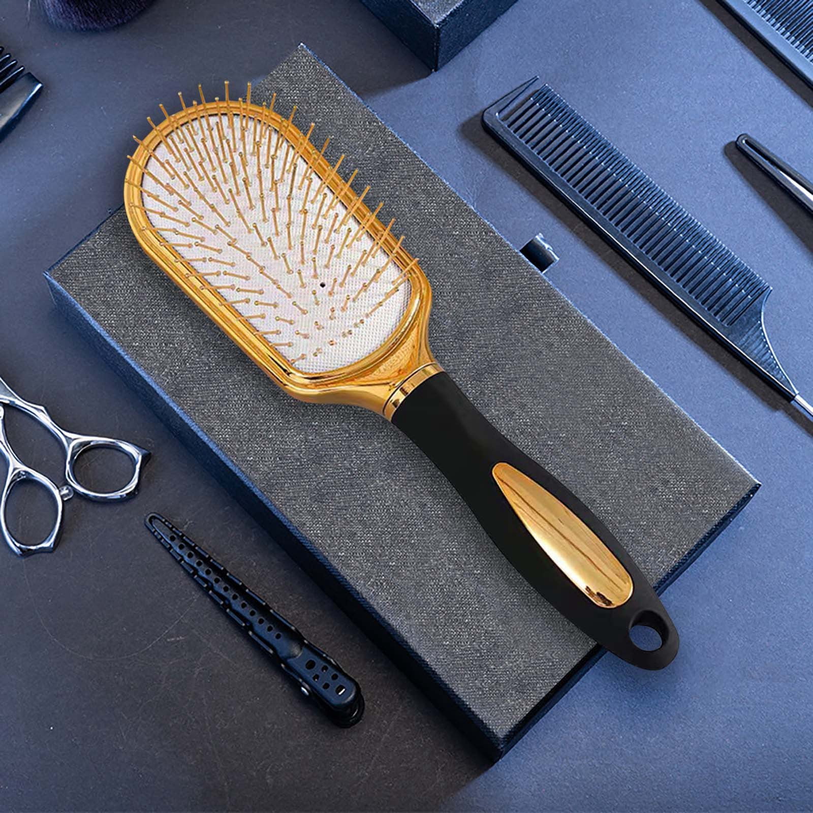 Detangling Hair Brush Straightening Heat Resistant Paddle Brush Gold High End Hair Styling Comb