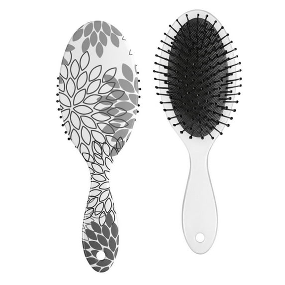 Detangling Hair Brush with Bohemian Floral Artistic Print, Vintage Fashion Paddle Hairbrush, Soft Bristle Brush for Long Thick Hair