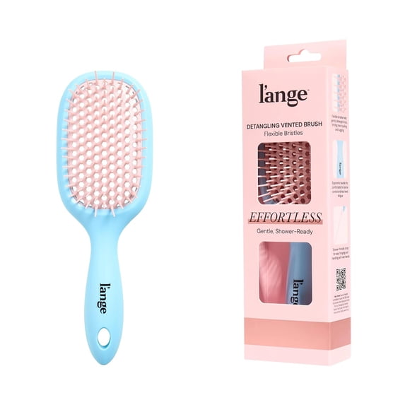 Detangling Vented Brush | Flexible Bristles for Wet or Dry Hair | Gentle Glide to Reduce Breakage | Ergonomic Shower Brush | Great for All Hair Types & Sensitive Scalps (Blue)
