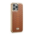 thumbnail image 1 of Detck Case for iPhone 12/12 Pro 6.1 Inch, Soft PU Leather with Python Pattern & Metal Logo TPU Plating Edge Camera & Screen Protection Shockproof Ultra-thin Case For iPhone 12 Pro / 12 6.1", Brown, 1 of 5