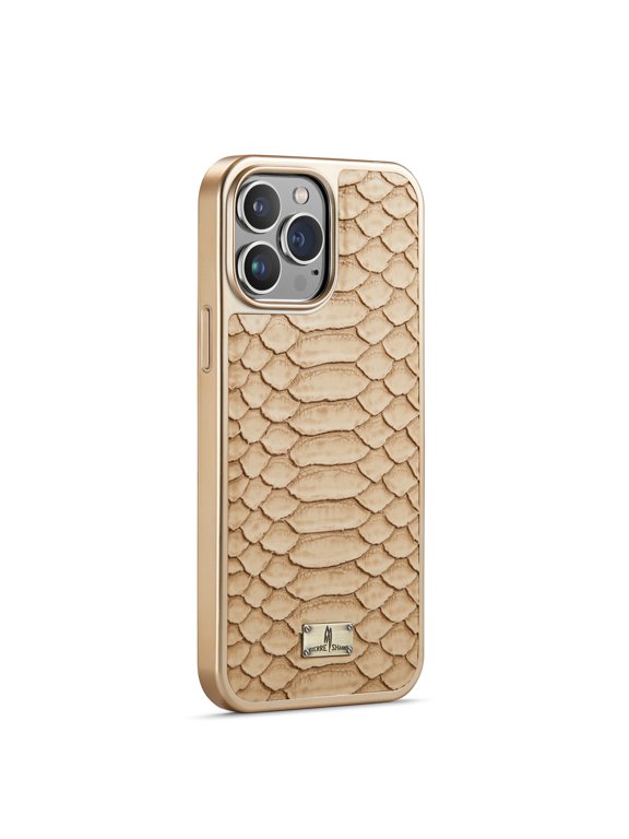 Detck Case for iPhone 12/12 Pro 6.1 Inch, Soft PU Leather with Python Pattern & Metal Logo TPU Plating Edge Camera & Screen Protection Shockproof Ultra-thin Case For iPhone 12 Pro / 12 6.1", White