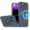 thumbnail image 1 of Detck Invisible Stand Magnetic Case for iPhone 15 Pro Max, Compatible with MagSafe, Military Grade Shockproof Translucent Matte Scratchproof Magnetic Stand Kickstand Ring Holder Case,Blue, 1 of 6