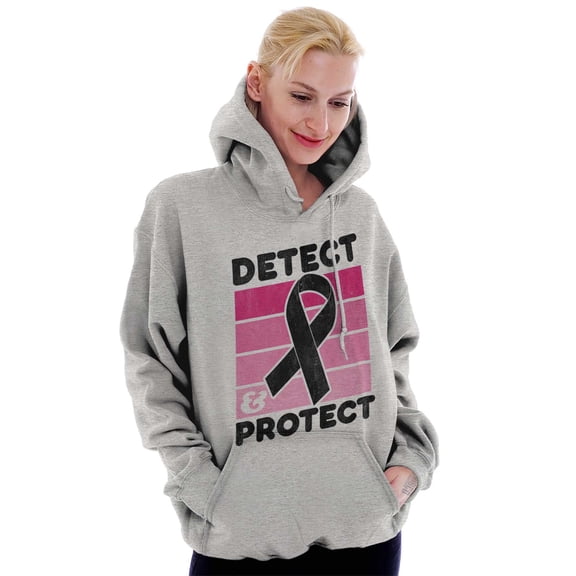 Detect Protect Breast Cancer Aware Hoodie Sweatshirt Women Brisco Brands L