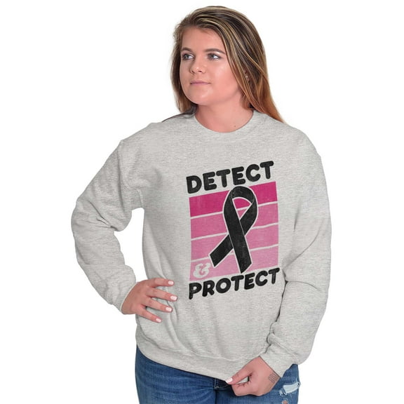 Detect Protect Breast Cancer Aware Women Crewneck Sweatshirt Brisco Brands X