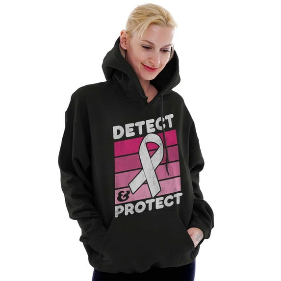Detect Protect Breast Cancer Aware Women Plus Size Graphic Pullover Hoodie Brisco Brands 2X