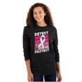 thumbnail image 1 of Detect Protect Breast Cancer Aware Women Plus Size Long Sleeve Graphic Tee Brisco Brands 2X, 1 of 5
