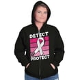 thumbnail image 1 of Detect Protect Breast Cancer Aware Womens Plus Size Graphic Zipper Hoodie Brisco Brands 2X, 1 of 5