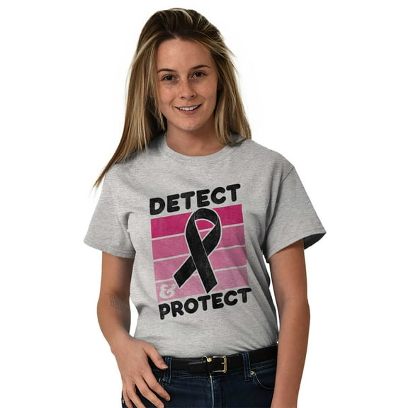 Detect Protect Breast Cancer Aware Women's Graphic T Shirt Tees Brisco Brands M