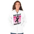 thumbnail image 1 of Detect Protect Breast Cancer Aware Womens Plus Size Graphic Zipper Hoodie Brisco Brands 2X, 1 of 5